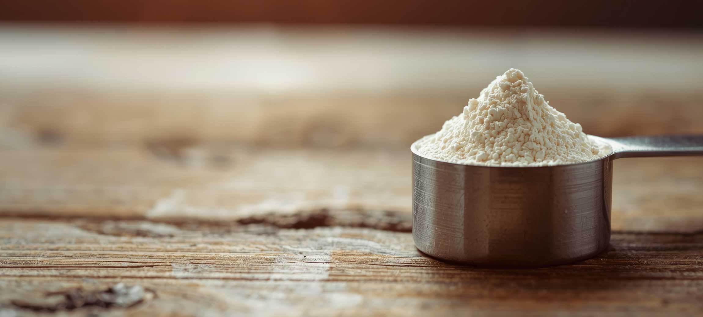 Measuring scoop of white powder